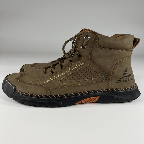 Salkin Men’s Leather Handmade Trail Outdoor Boots US Size 11.5 EU Size 45 Brown main image 10